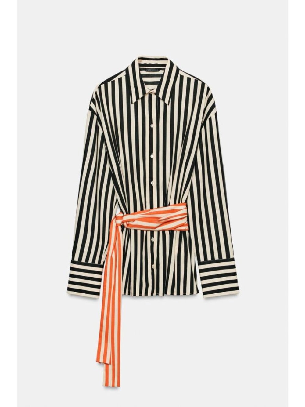 ZARA STRIPED SHIRT WITH CONTRASTING BELT 7047/153/070